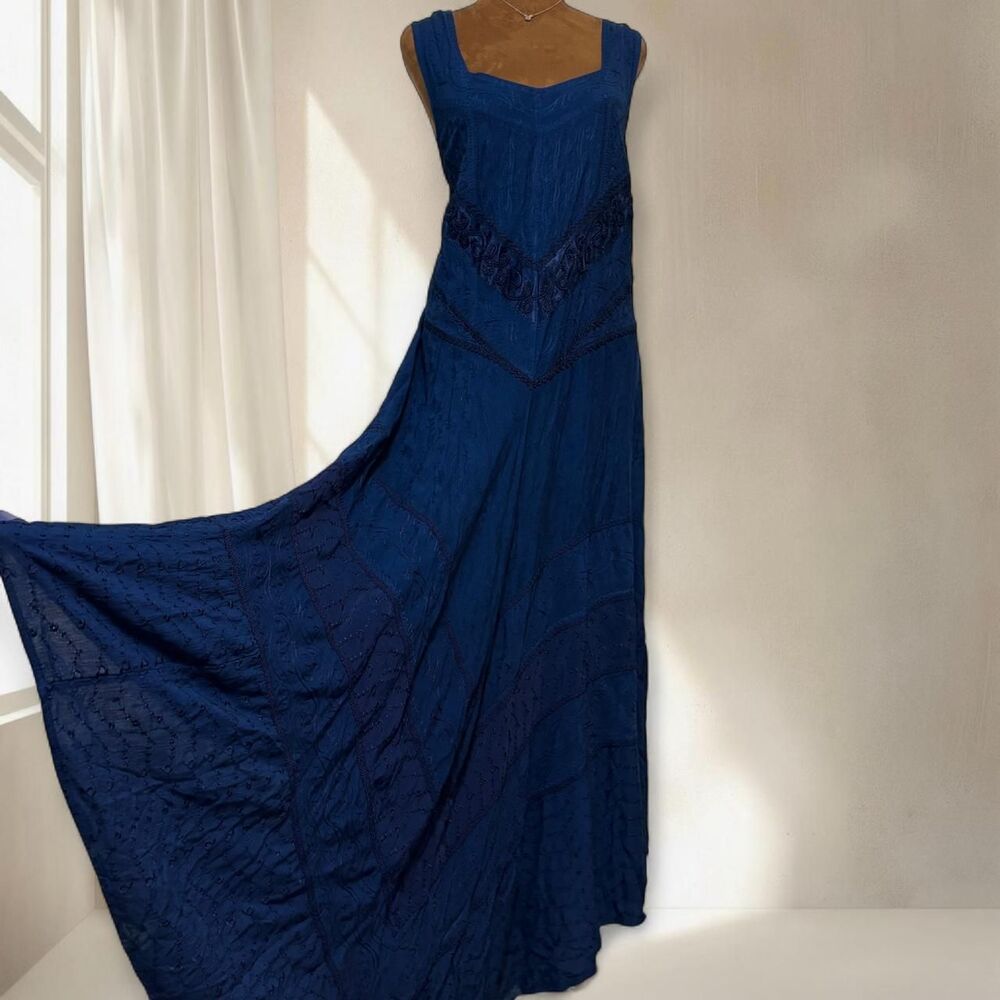Festival Hippie Renaissance Boho Cottage Fairy Embroidered Dress • Size XL